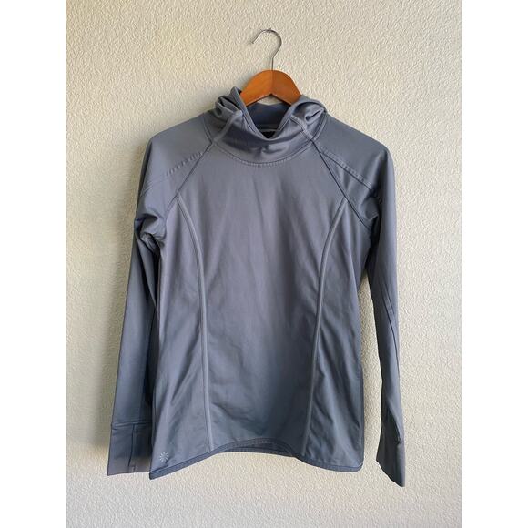 Athleta Plush Tech Gray Running Pullover Hooded Size Small Long Sleeve NEW - Picture 1 of 11